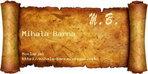 Mihala Barna névjegykártya